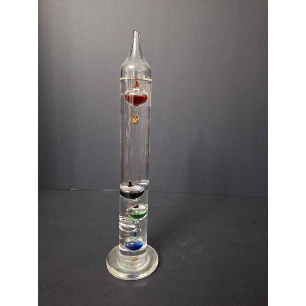 Galileo Glass Thermometer Temperature Gauge Colorful Floating Bulbs 10" Tall
